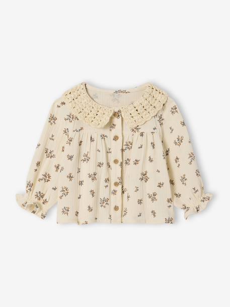Bébé-Blouse imprimée bébé avec col en crochet