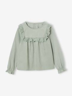 -Blouse fille velours à volants détails broderie anglaise 