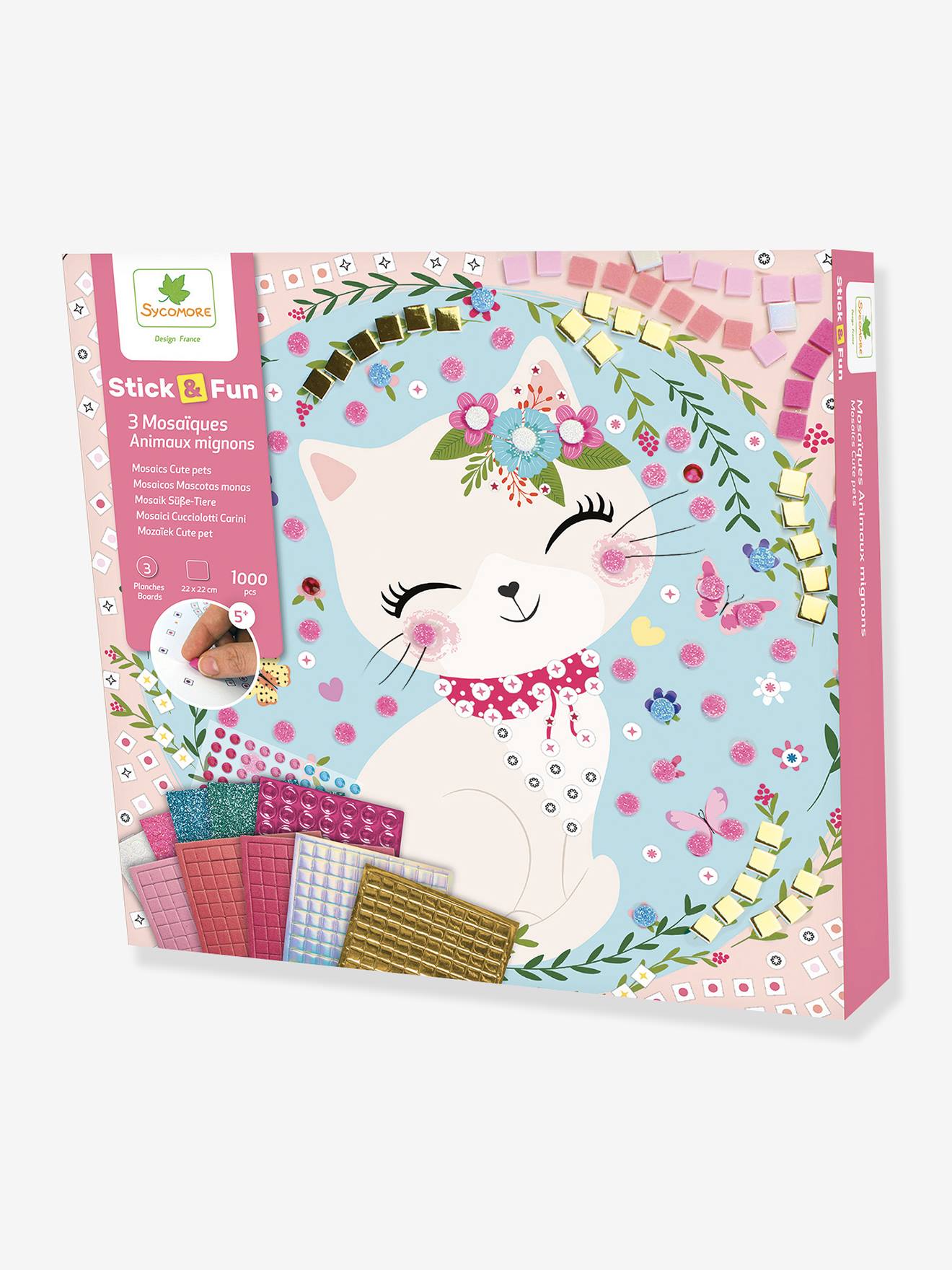 Kit Mini Mosaïques Stick & Fun Animaux Mignons Enfant Multicolore