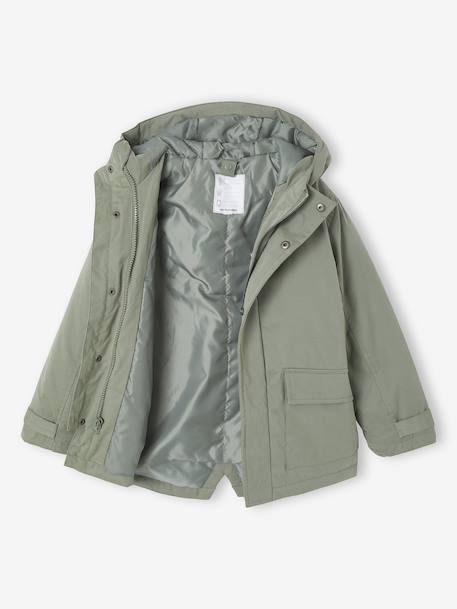 Parka garçon 3 en 1 blouson amovible kaki+lichen+Marine grisé+noix de pécan 23 - vertbaudet enfant 