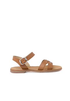 Chaussures-Sandale fille croisée cuir lisse