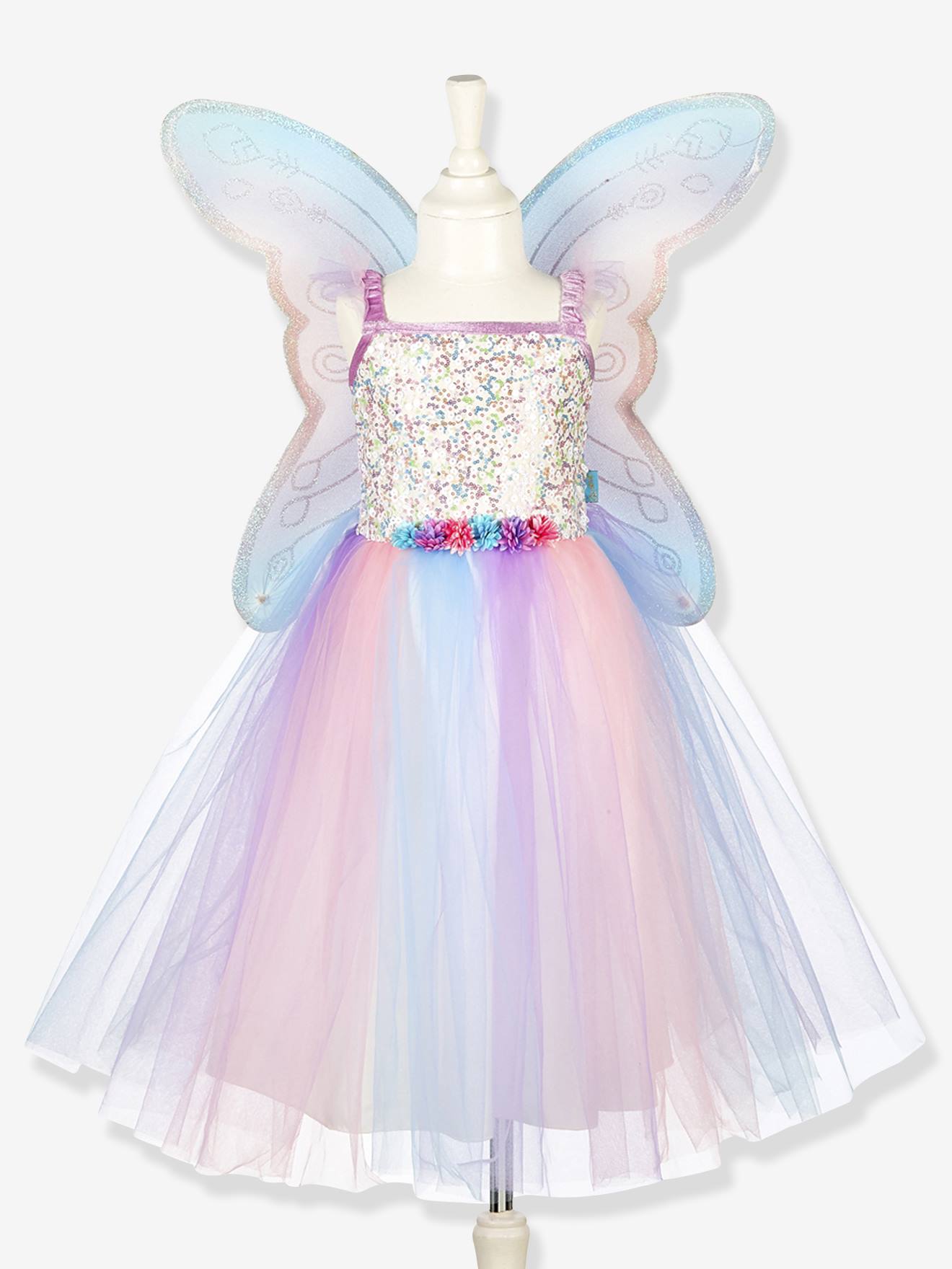 Déguisement Felicity : robe + ailes multicolore
