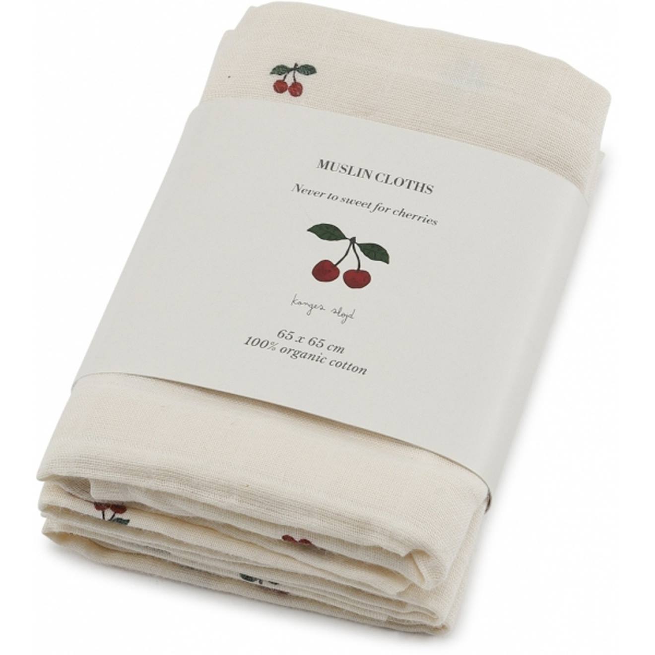 Lot De 3 Langes En Mousseline Lemon (65 X 65 Cm) Rose, Rouge, Vert (Konges Slojd) - Image 1
