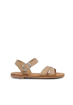 Chaussures-Sandale fille croisée cuir lisse