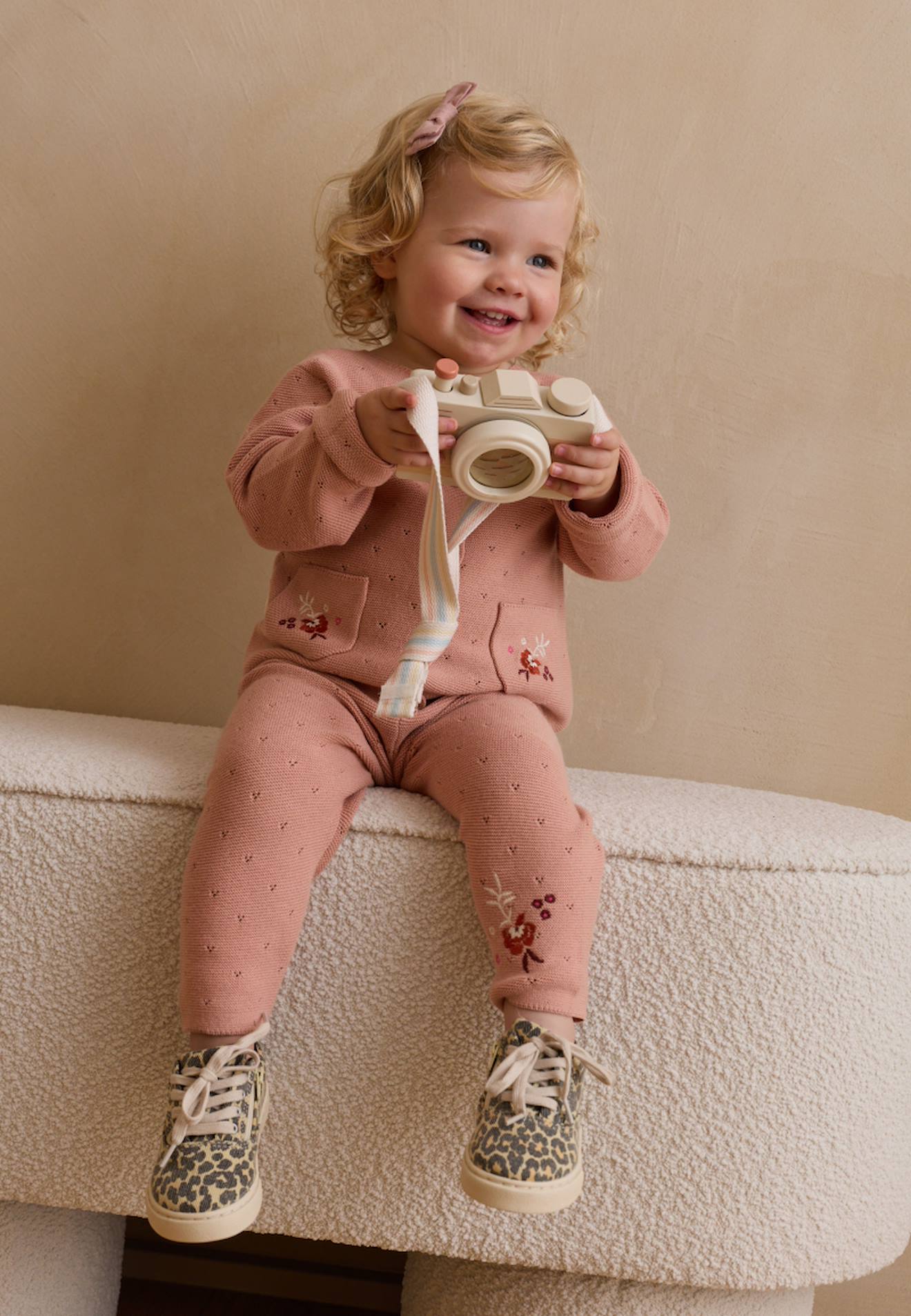 Pantalon Bébé En Tricot Manouk Rose