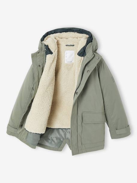 Parka garçon 3 en 1 blouson amovible kaki+lichen+Marine grisé+noix de pécan 22 - vertbaudet enfant 