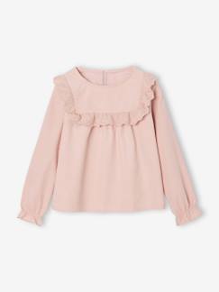 -Blouse fille velours à volants détails broderie anglaise 