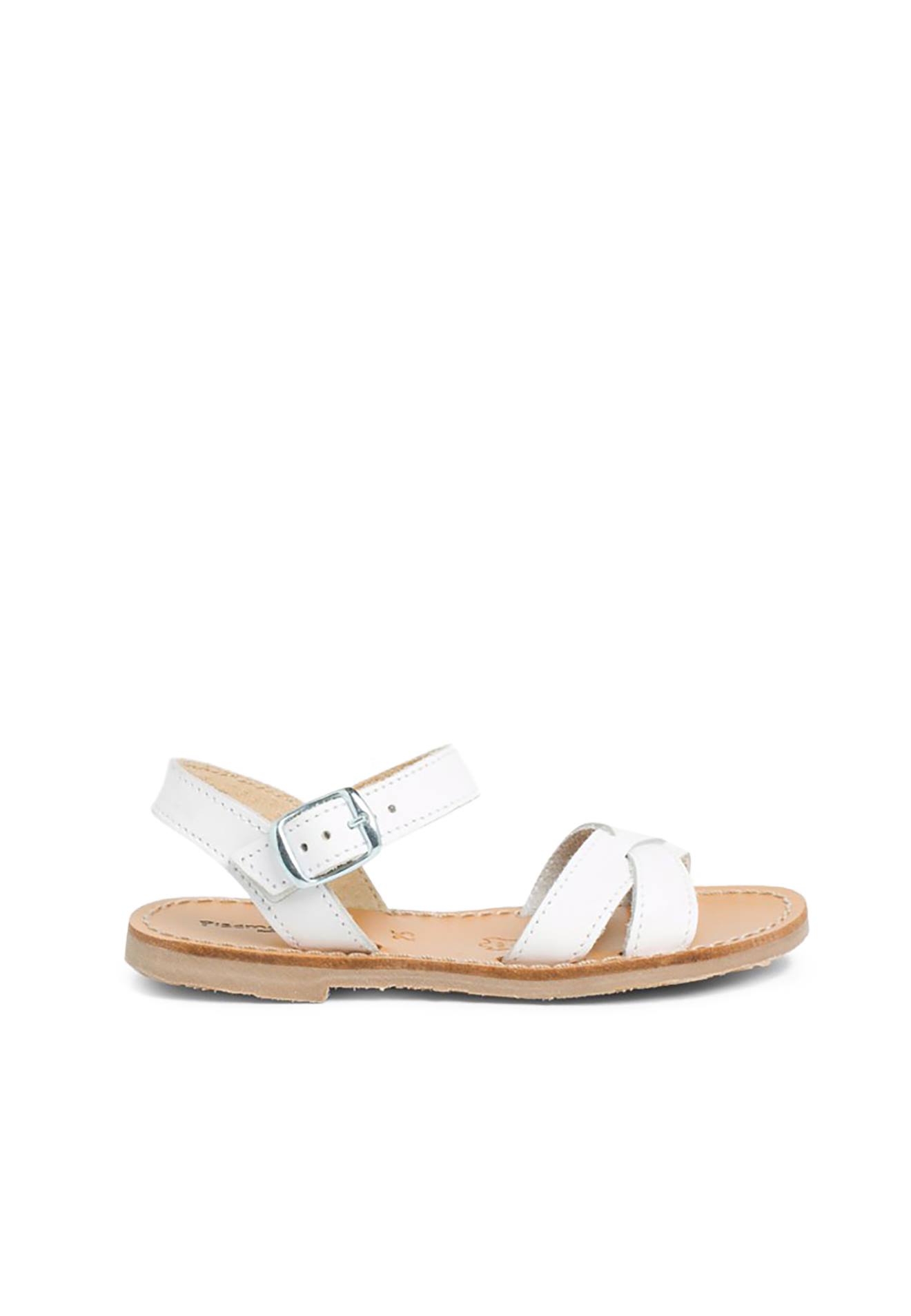 Sandale Fille Croisée Cuir Lisse Blanc