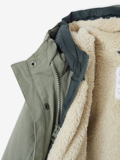 Parka garçon 3 en 1 blouson amovible kaki+lichen+Marine grisé+noix de pécan 28 - vertbaudet enfant 