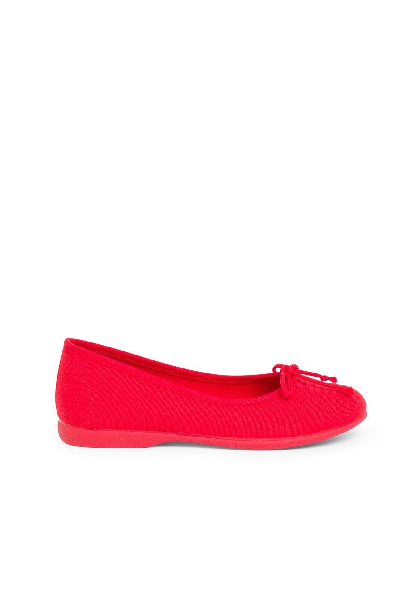 Ballerines Pour Fille En Toile Avec Ruban Rouge