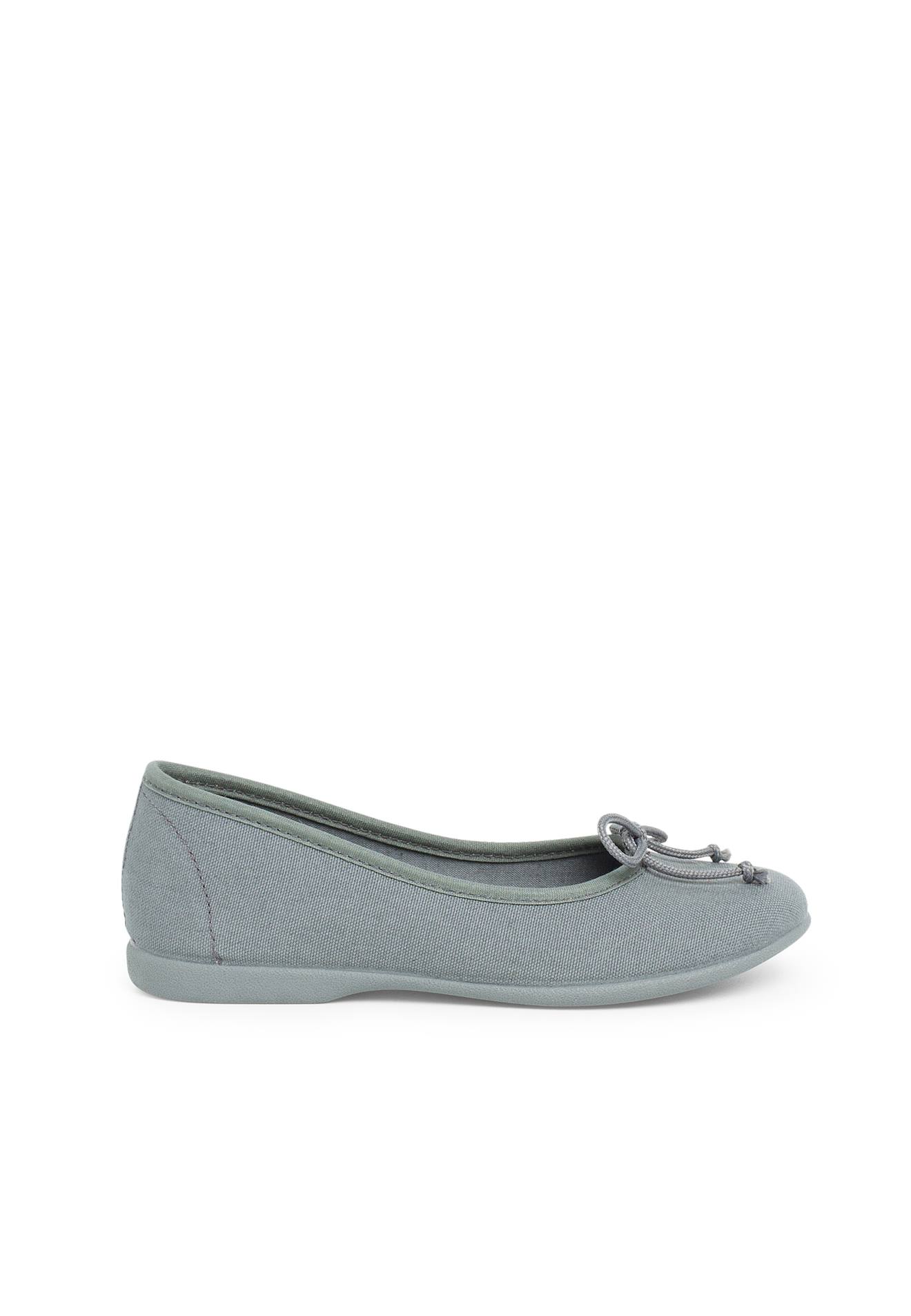 Ballerines Pour Fille En Toile Avec Ruban Gris