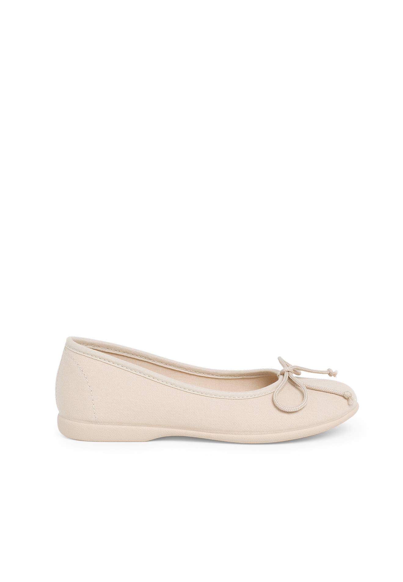Ballerines Pour Fille En Toile Avec Ruban Sable
