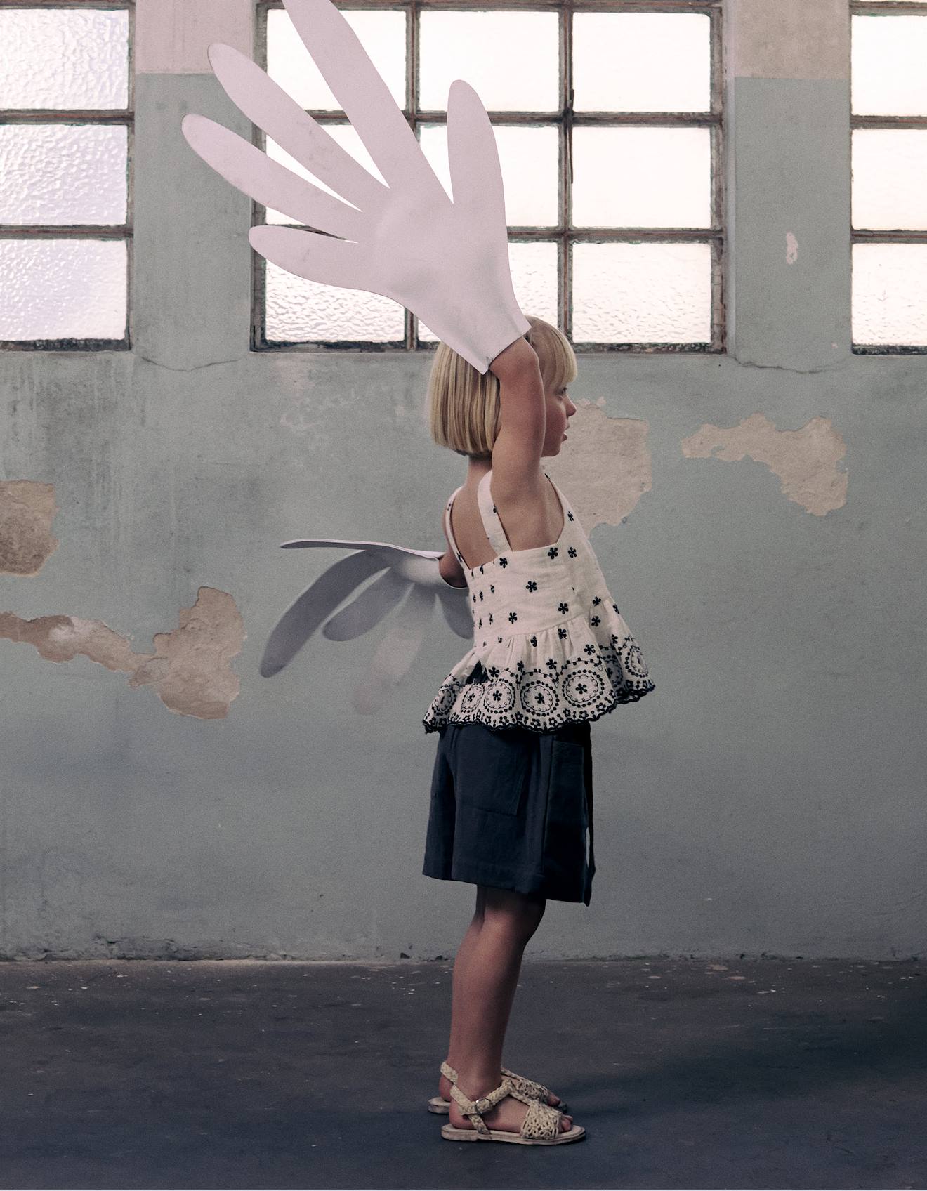 Top En Mousseline De Coton Avec Broderies Blanc