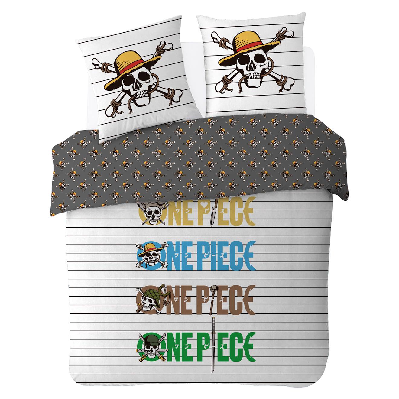 Housse De Couette One Piece Logo Marinière Coton Blanc