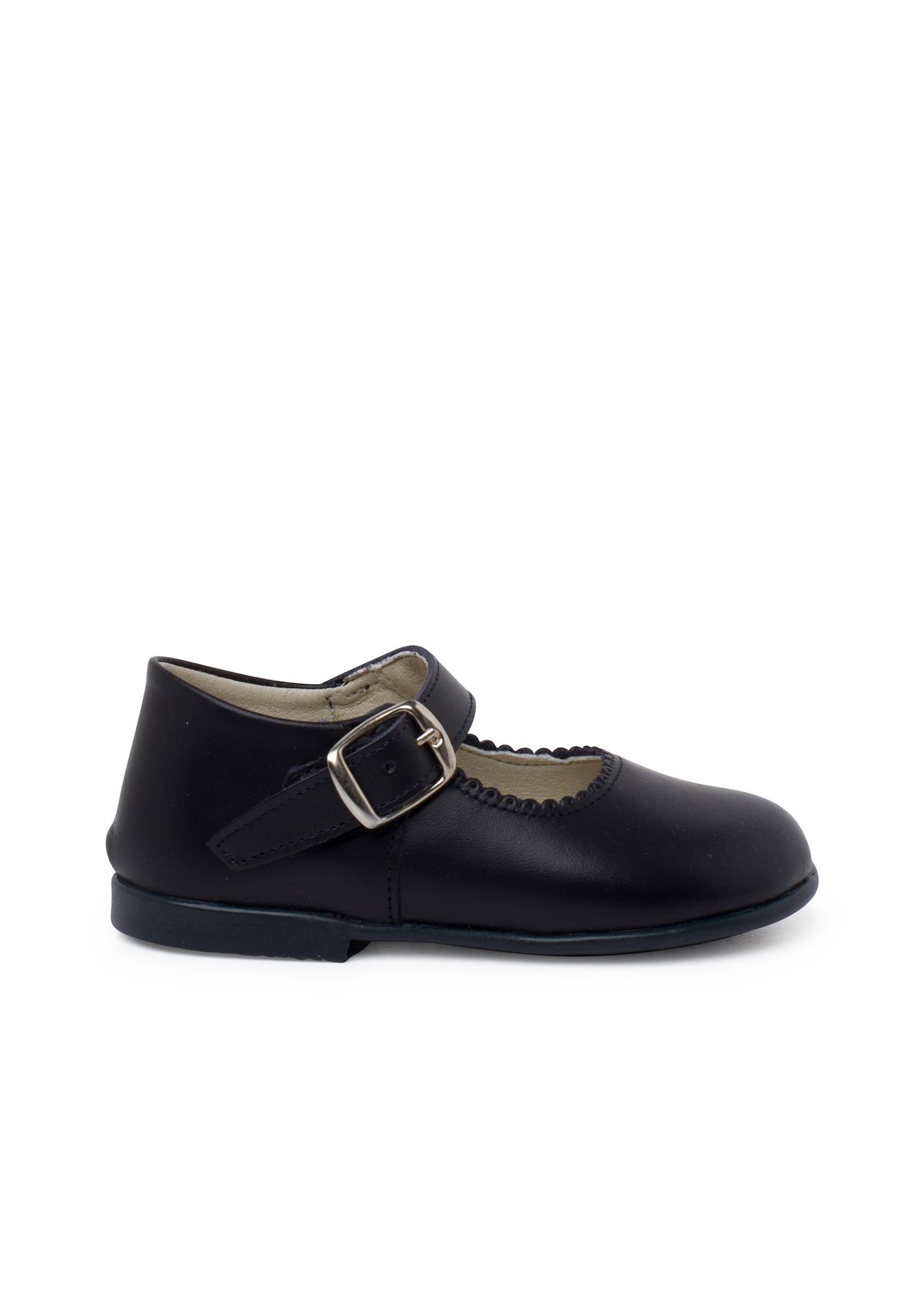Chaussures Babies À Boucle En Cuir Bleu Marine