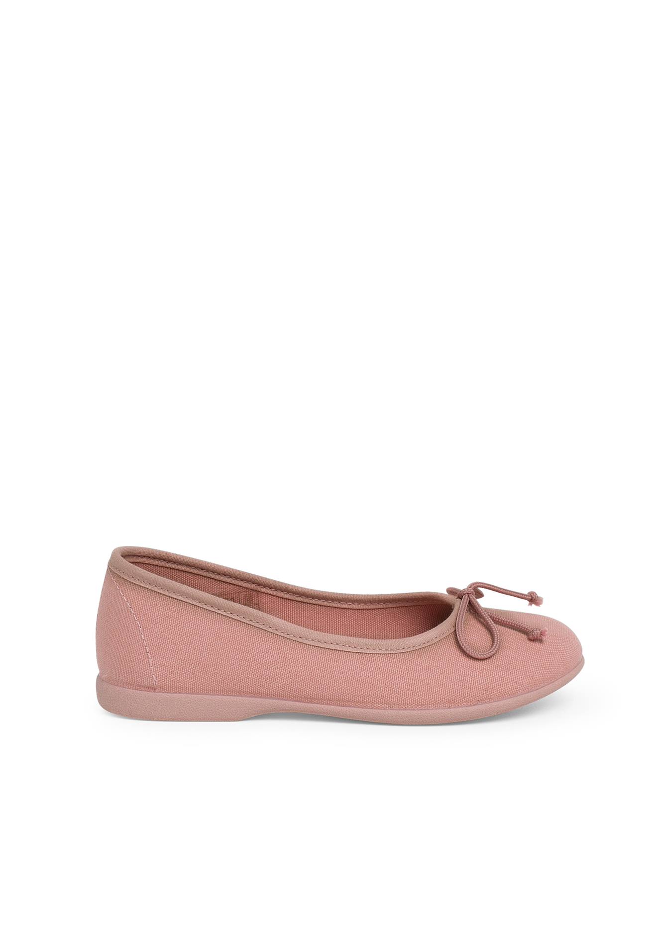 Ballerines Pour Fille En Toile Avec Ruban Rose Pâle