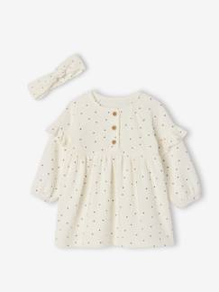 Bébé-Robe, jupe-Ensemble naissance robe + bandeau imprimés coeurs