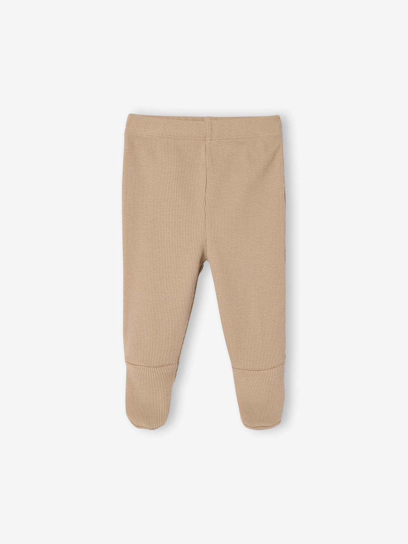 Lot de 2 pantalons naissance à pieds beige (Vertbaudet) - Image 2