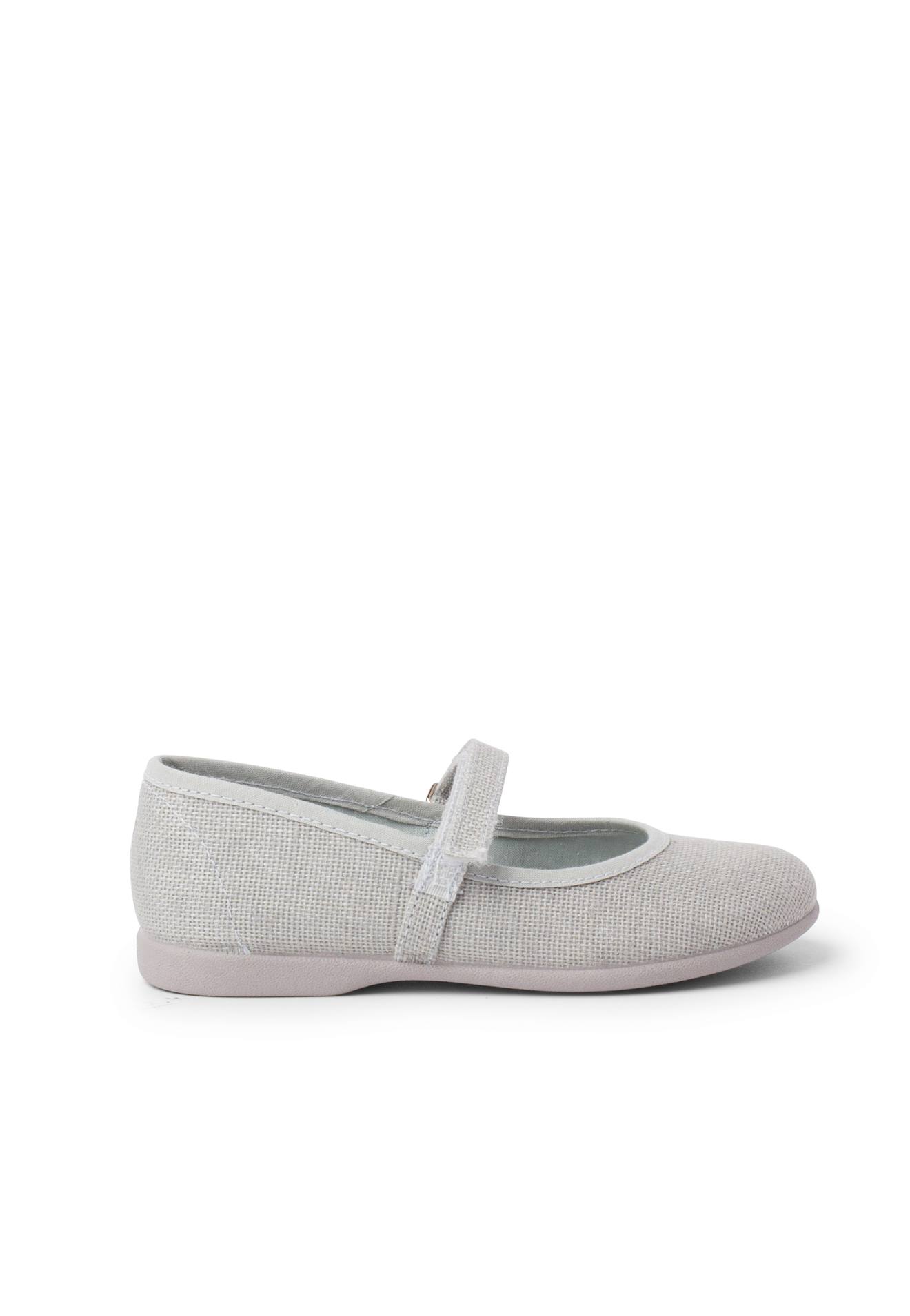 Chaussures Babies En Lin À Scratch Fin Pour Filles Gris