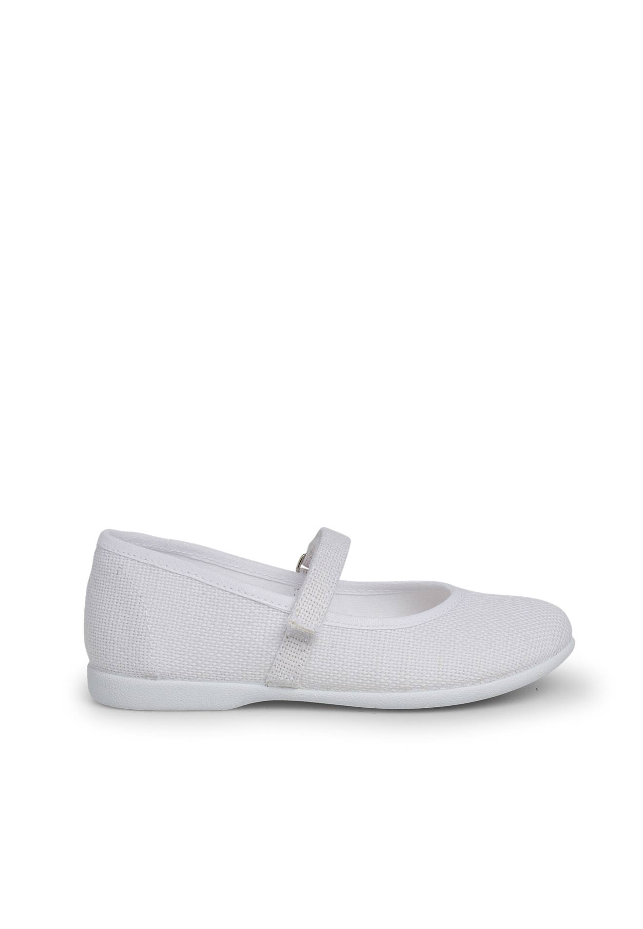 Chaussures Babies En Lin À Scratch Fin Pour Filles Blanc