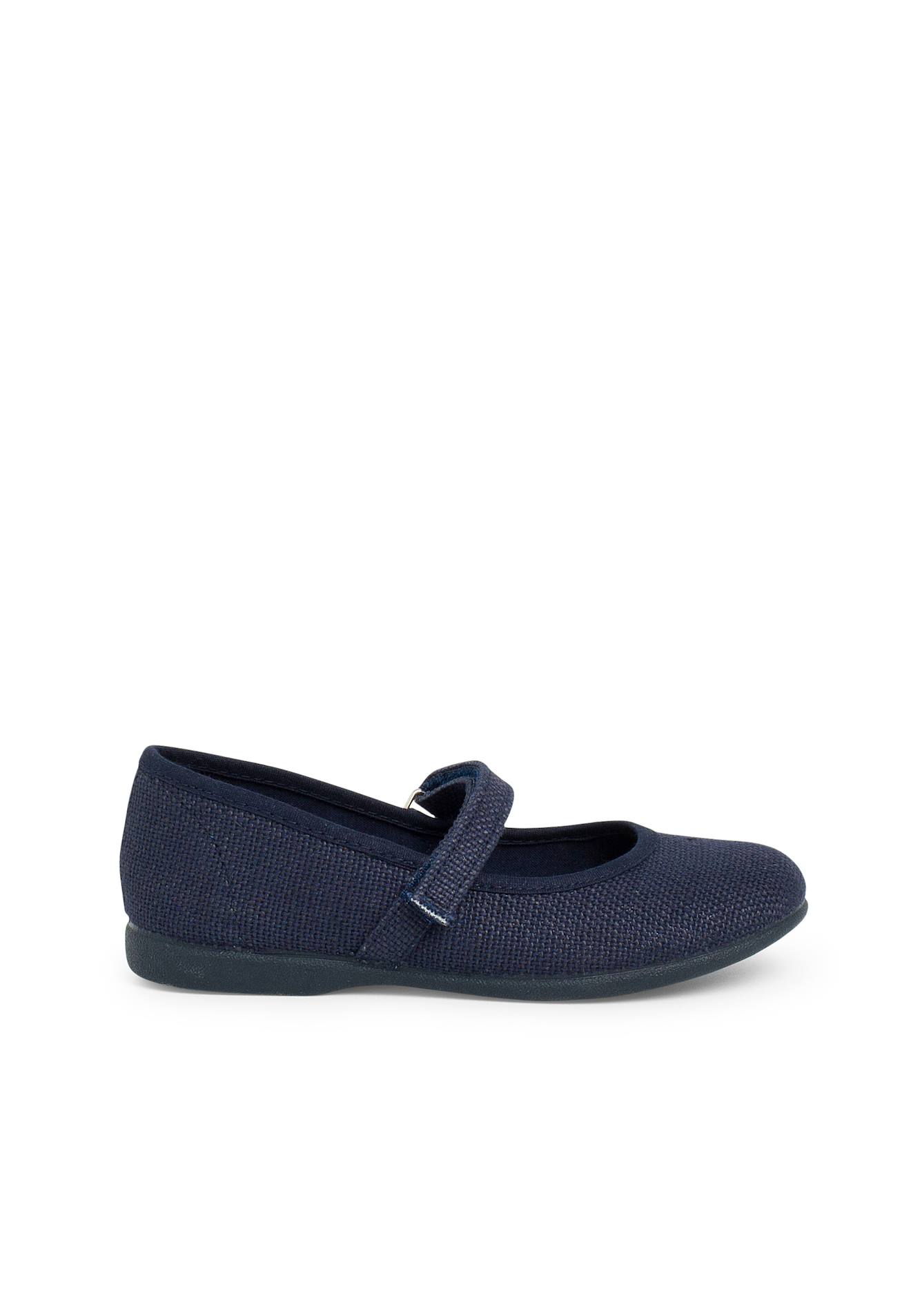 Chaussures Babies En Lin À Scratch Fin Pour Filles Bleu Marine
