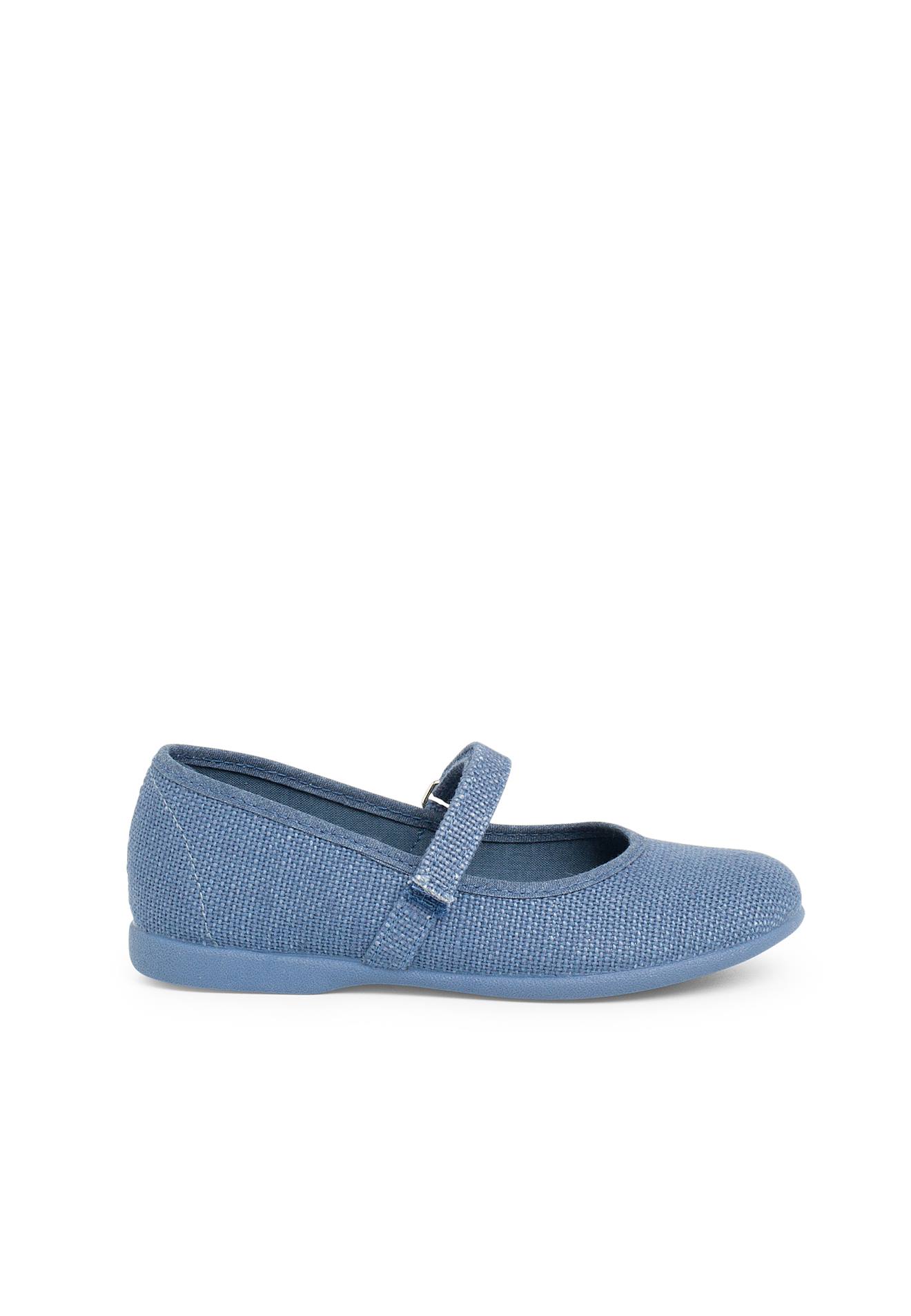 Chaussures Babies En Lin À Scratch Fin Pour Filles Bleu De France