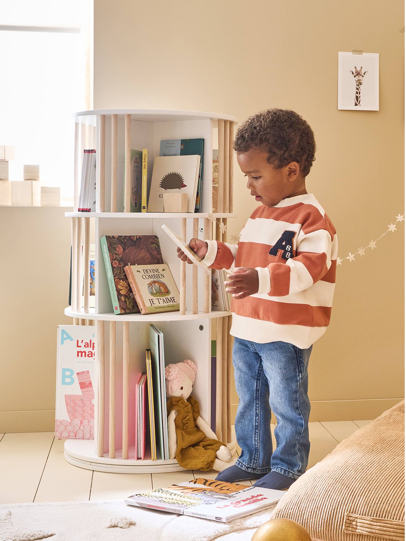 Bibliothèque tournante 3 Étages blanc