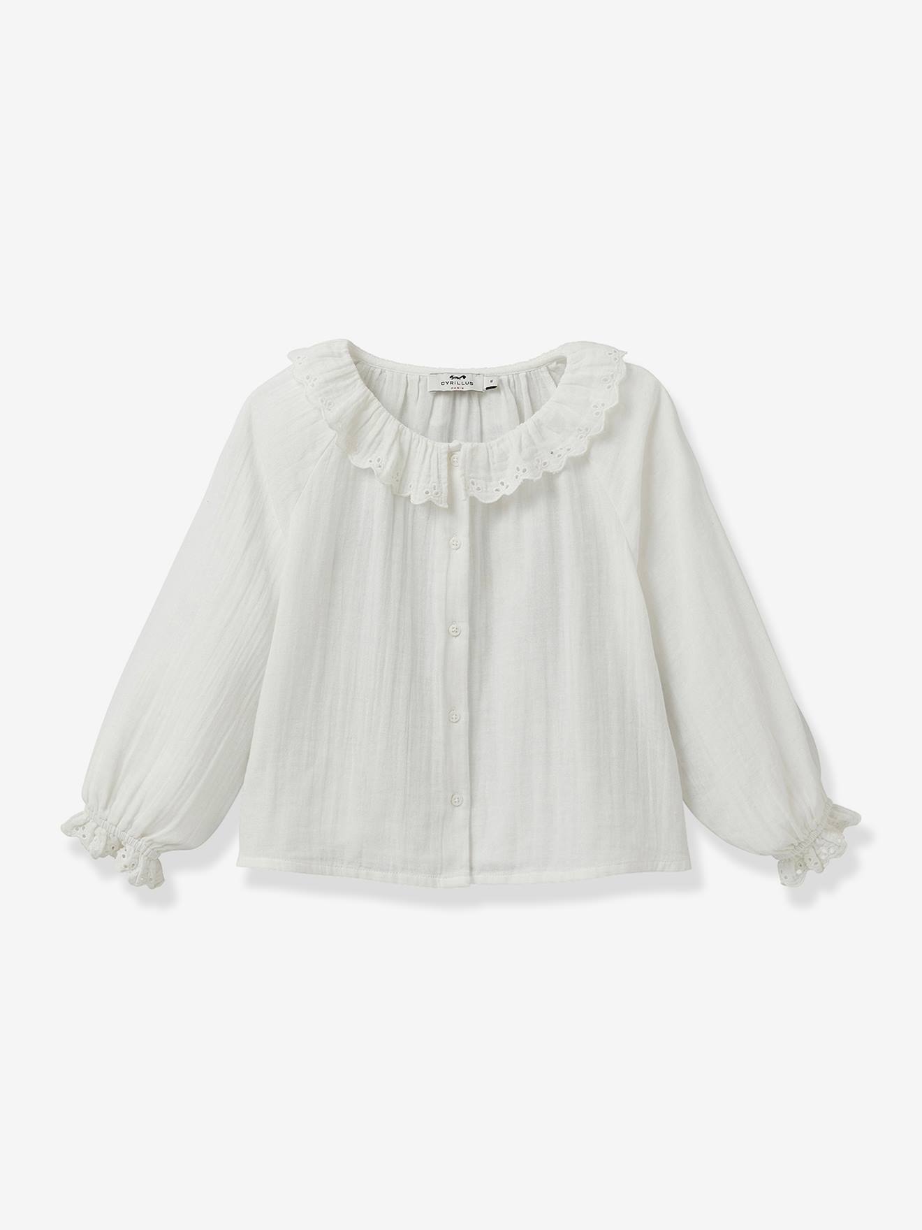 Chemise En Gaze De Coton Fille Écru