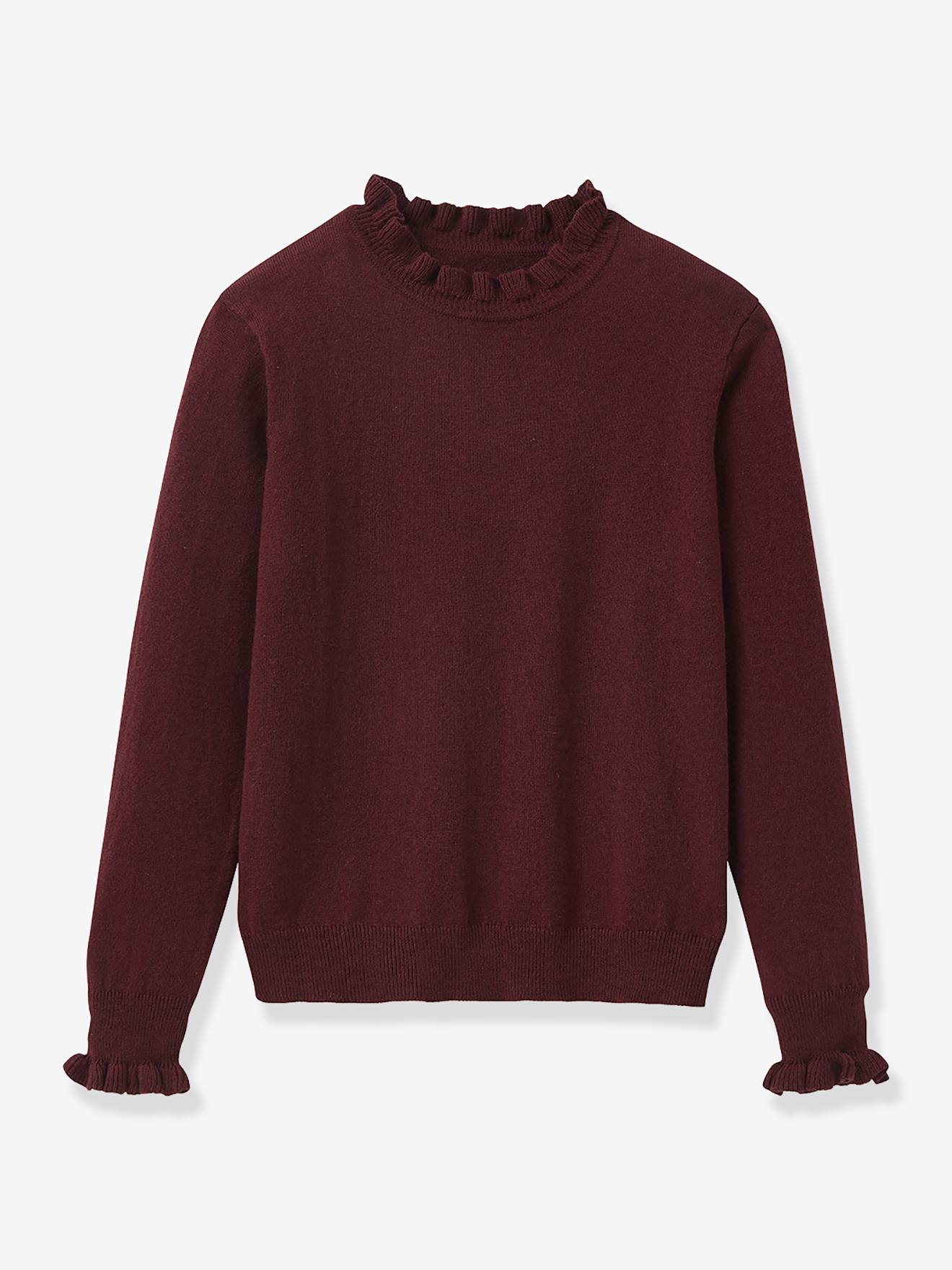 Pull Volanté Fille Bordeaux
