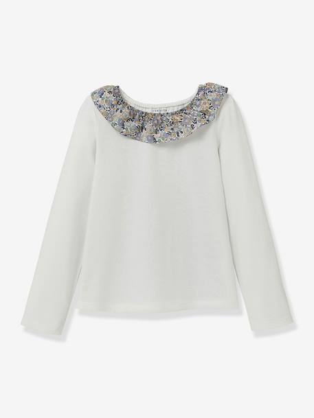 Fille-T-shirt, sous-pull-T-shirt-T-shirt col en tissu Liberty coton biologique
