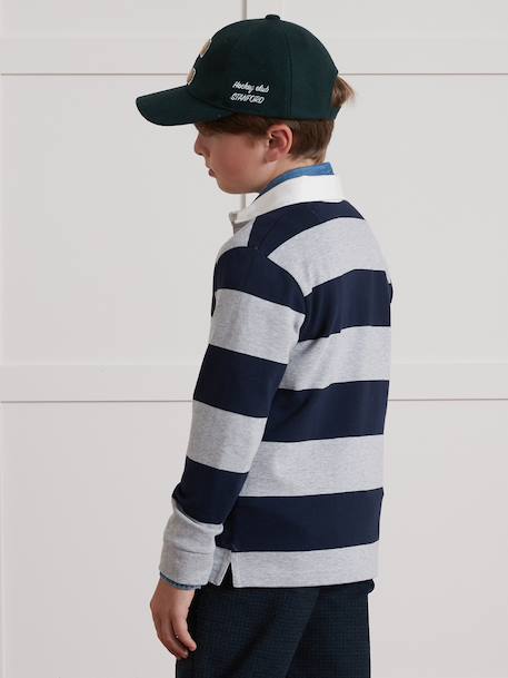 Polo-rugby rayé garçon coton biologique gris+vert 5 - vertbaudet enfant 