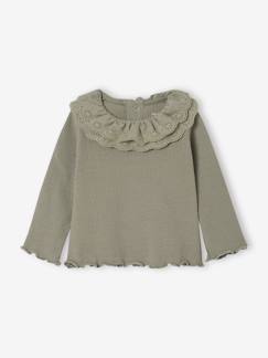 T-shirt bébé manches longues avec collerette brodée  - vertbaudet enfant