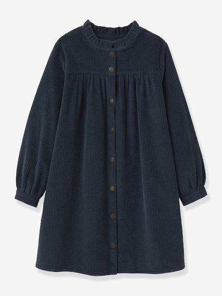 Robe chemise fille en velours gaufré  - vertbaudet enfant