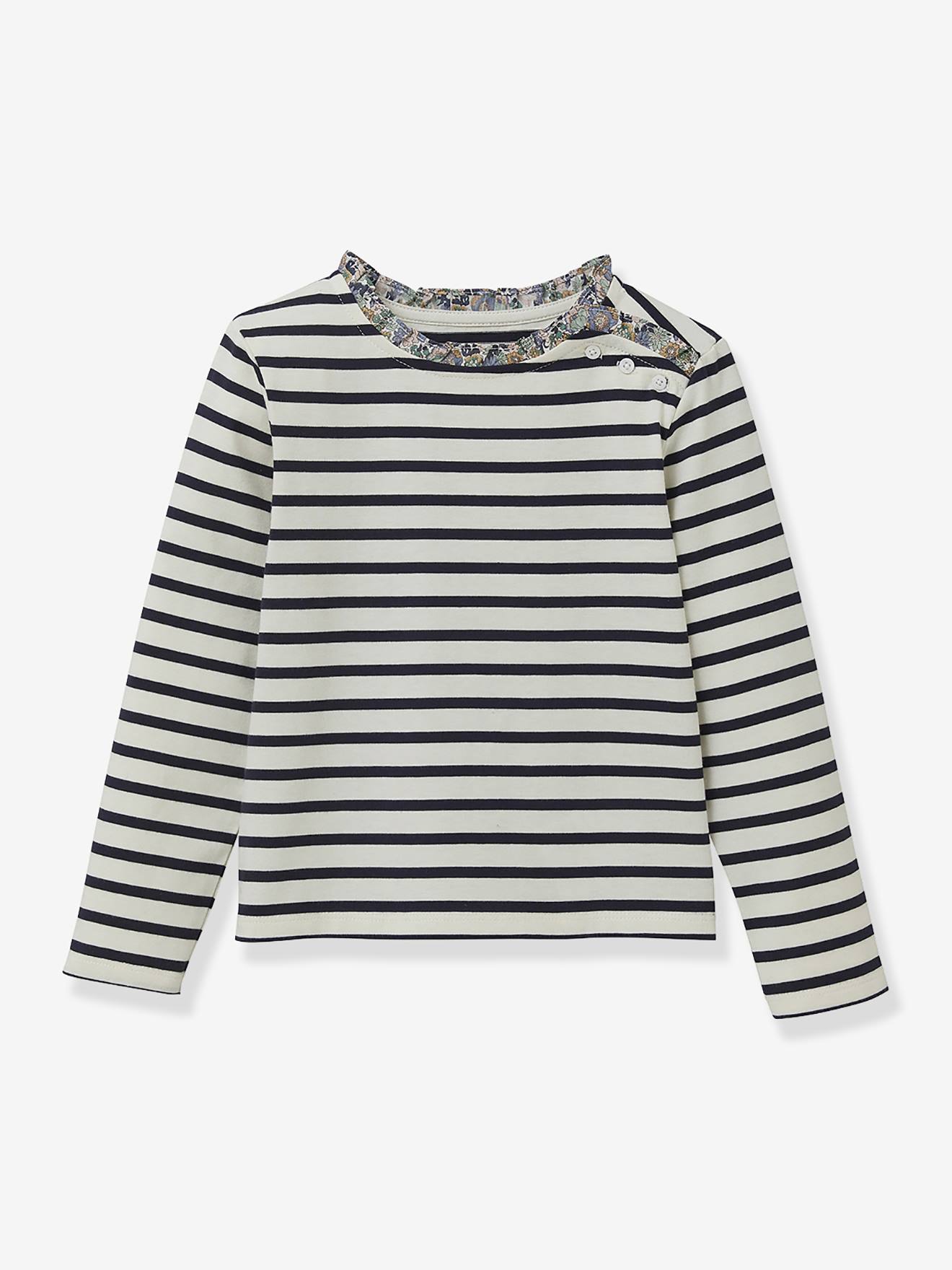 T-shirt marinire fille tissu Liberty coton biologique bleu imprim 21 €