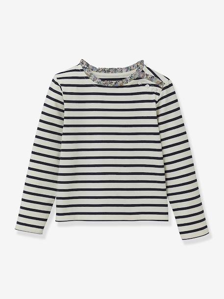 Fille-T-shirt, sous-pull-T-shirt-T-shirt marinière fille tissu Liberty coton biologique