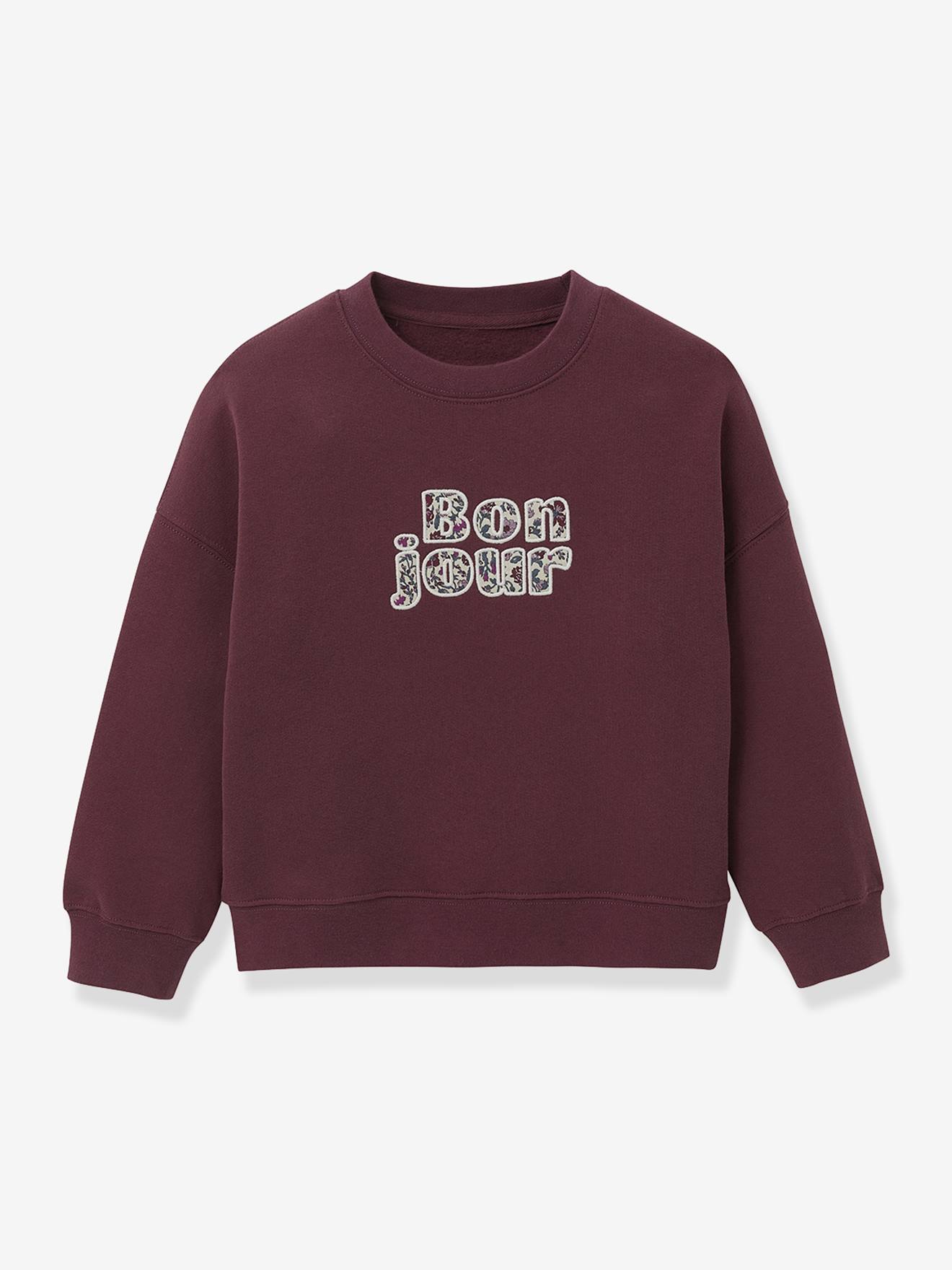 Sweat fille à message coton biologique bordeaux Sweat fille à message coton biologique bordeaux