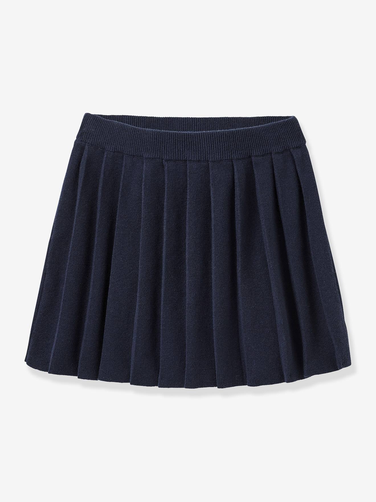 Jupe plisse fille en tricot marine 21 €