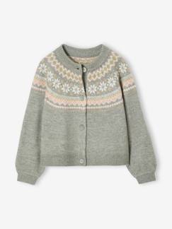 -Gilet jacquard fille maille fantaisie fil brillant