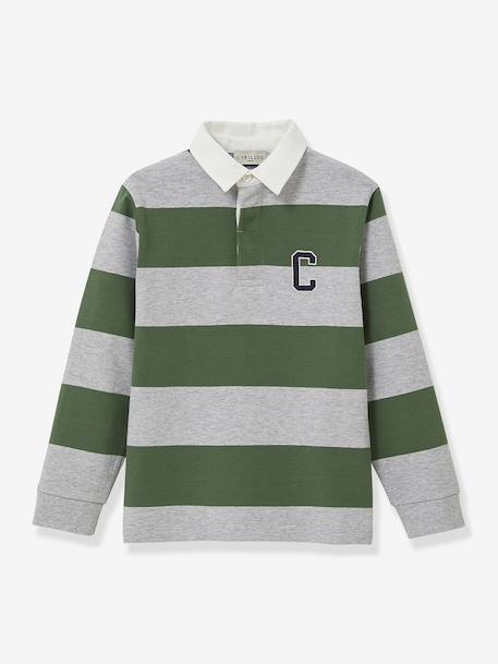 Polo-rugby rayé garçon coton biologique gris+vert 6 - vertbaudet enfant 