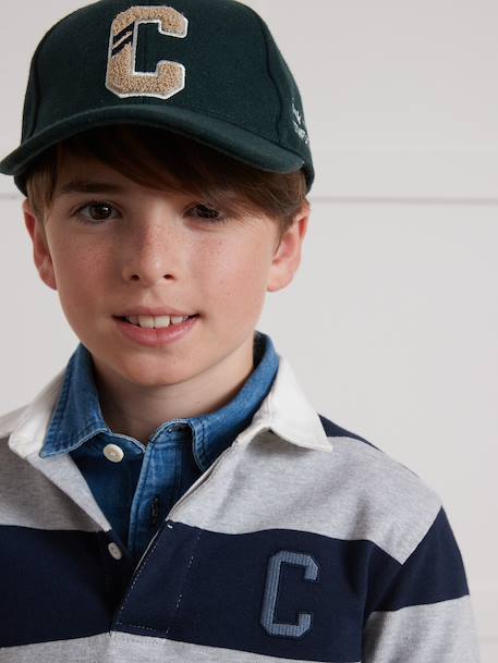 Polo-rugby rayé garçon coton biologique gris+vert 4 - vertbaudet enfant 