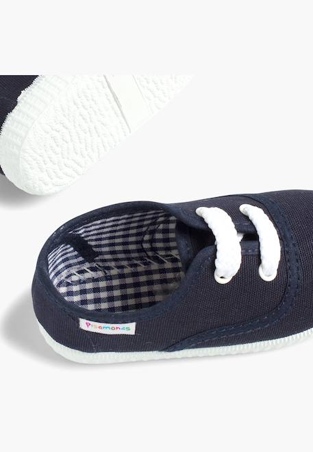 Baskets enfant avec lacets Blanc+Bleu marine 12 - vertbaudet enfant 
