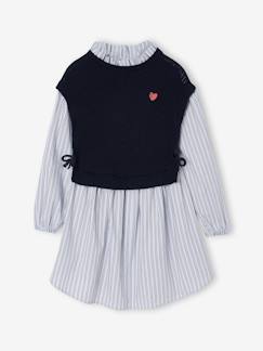 -Robe-chemise fille effet 2 en 1 