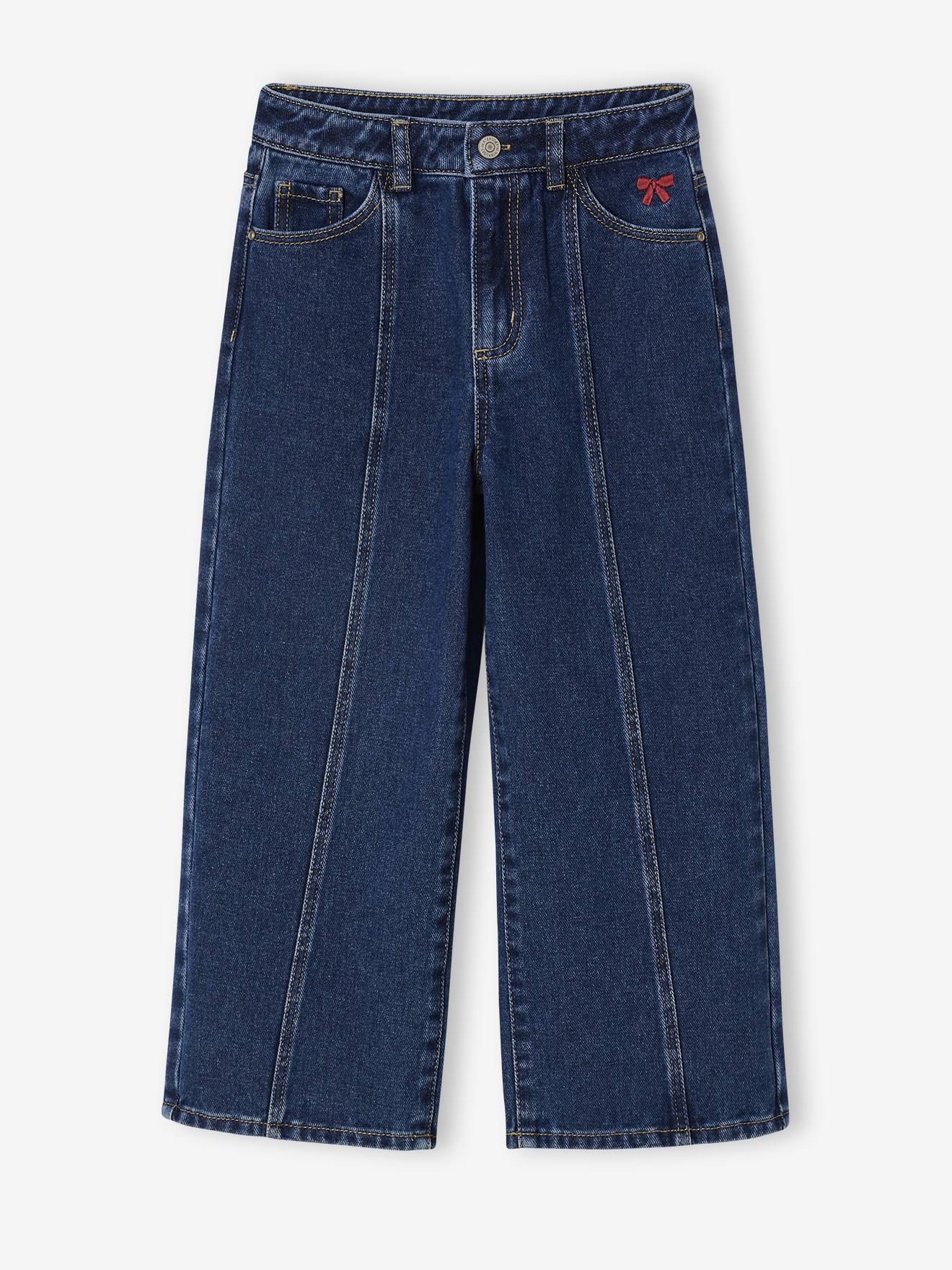 Jean fille large couture devant bleu moyen 15 €