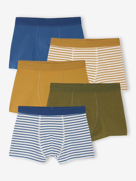 Garçon-Lot 5 Boxers unis et rayés Garçon