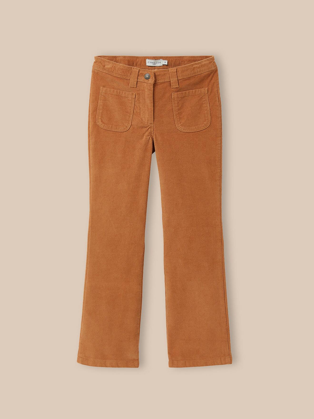 Pantalon Flare Fille En Velours Caramel