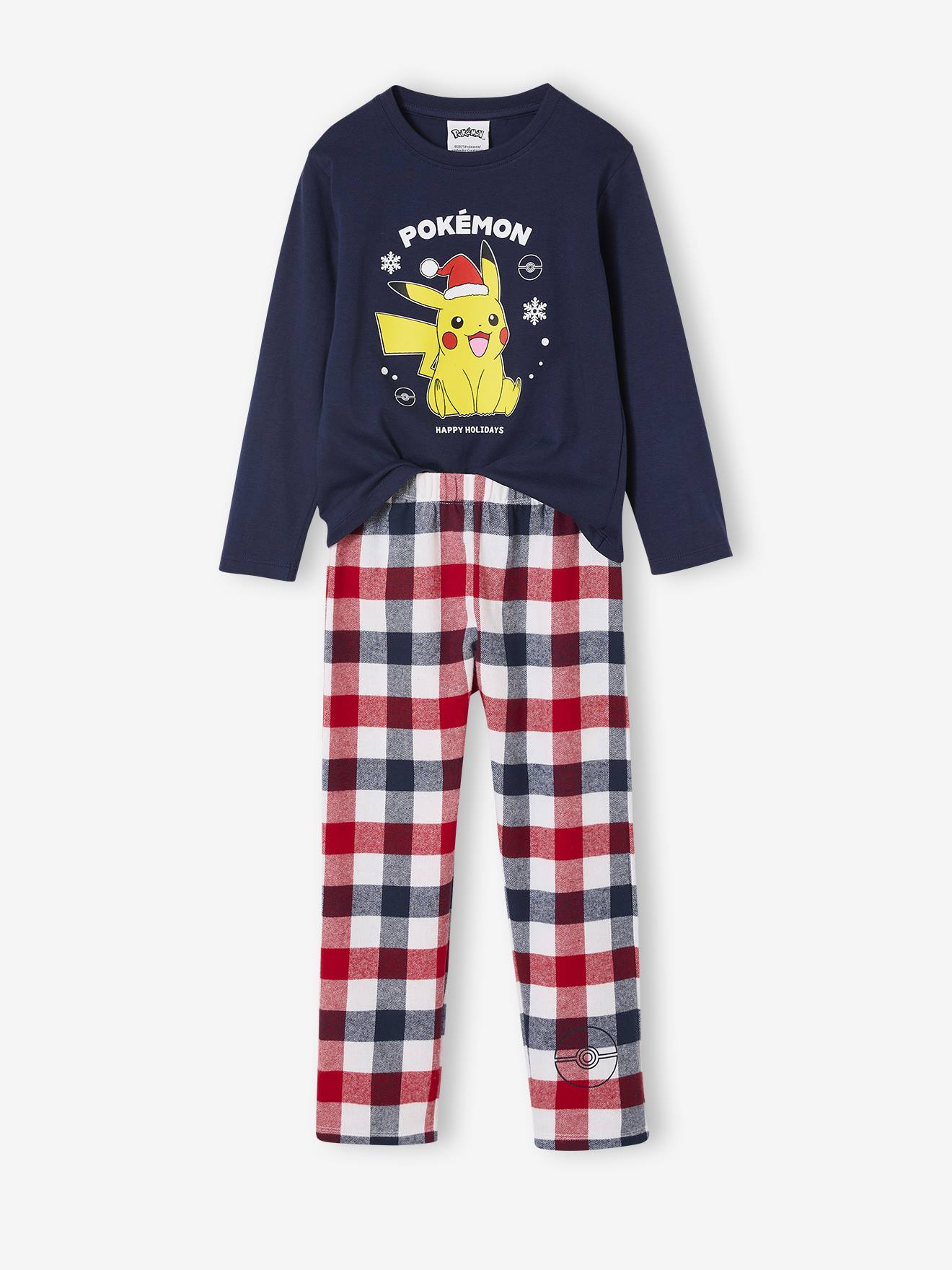 Pyjama de Noël garçon Pokemon marine/carreaux