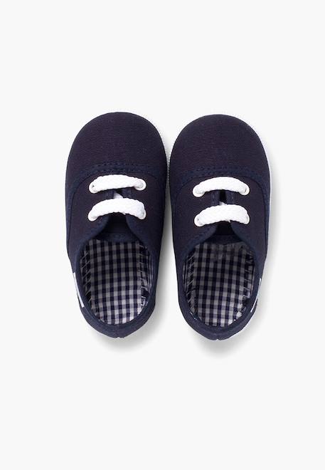 Baskets enfant avec lacets Blanc+Bleu marine 11 - vertbaudet enfant 