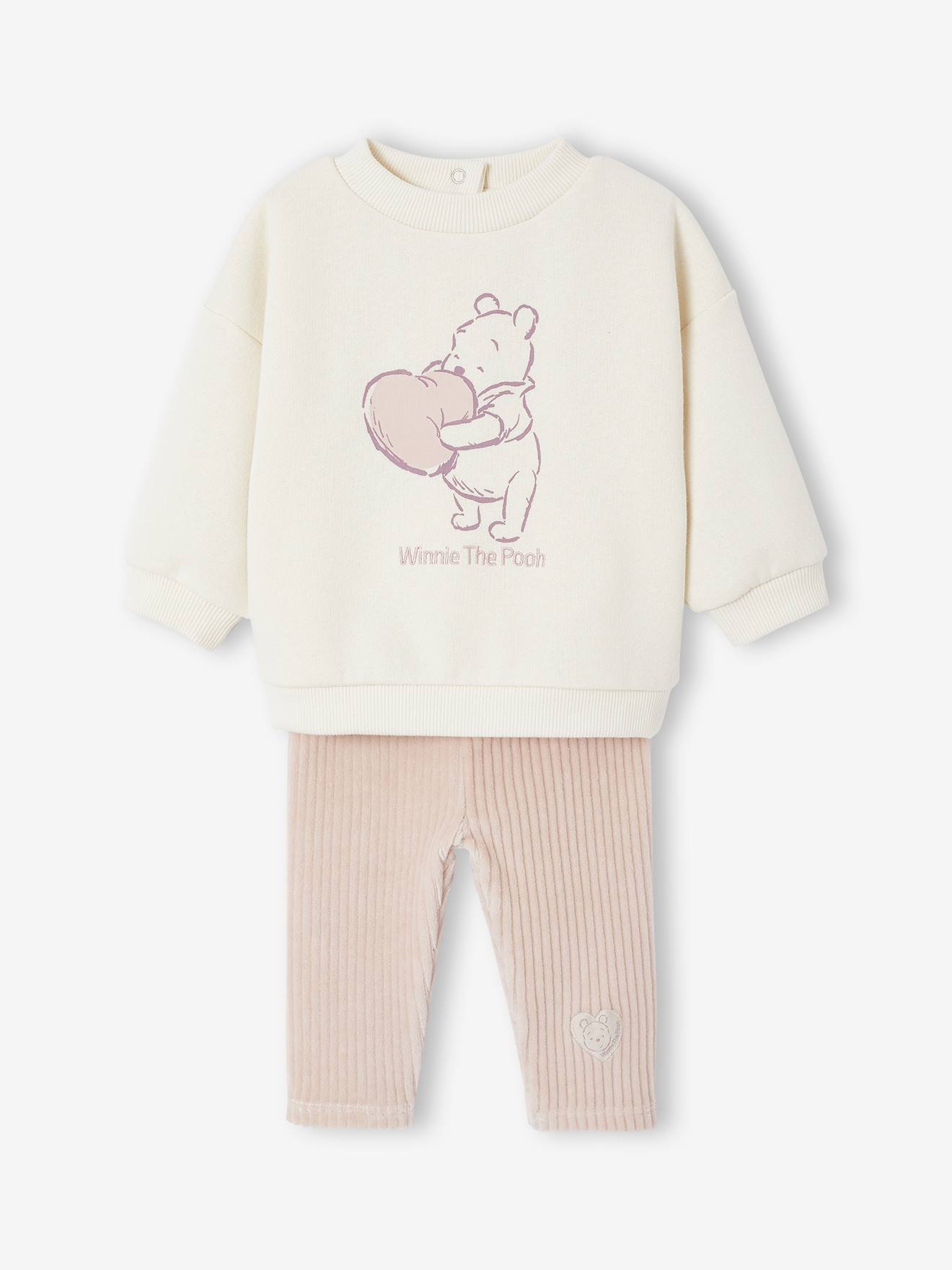 Ensemble Disney Winnie l'ourson bébé sweat molleton + legging velours vanille/rose