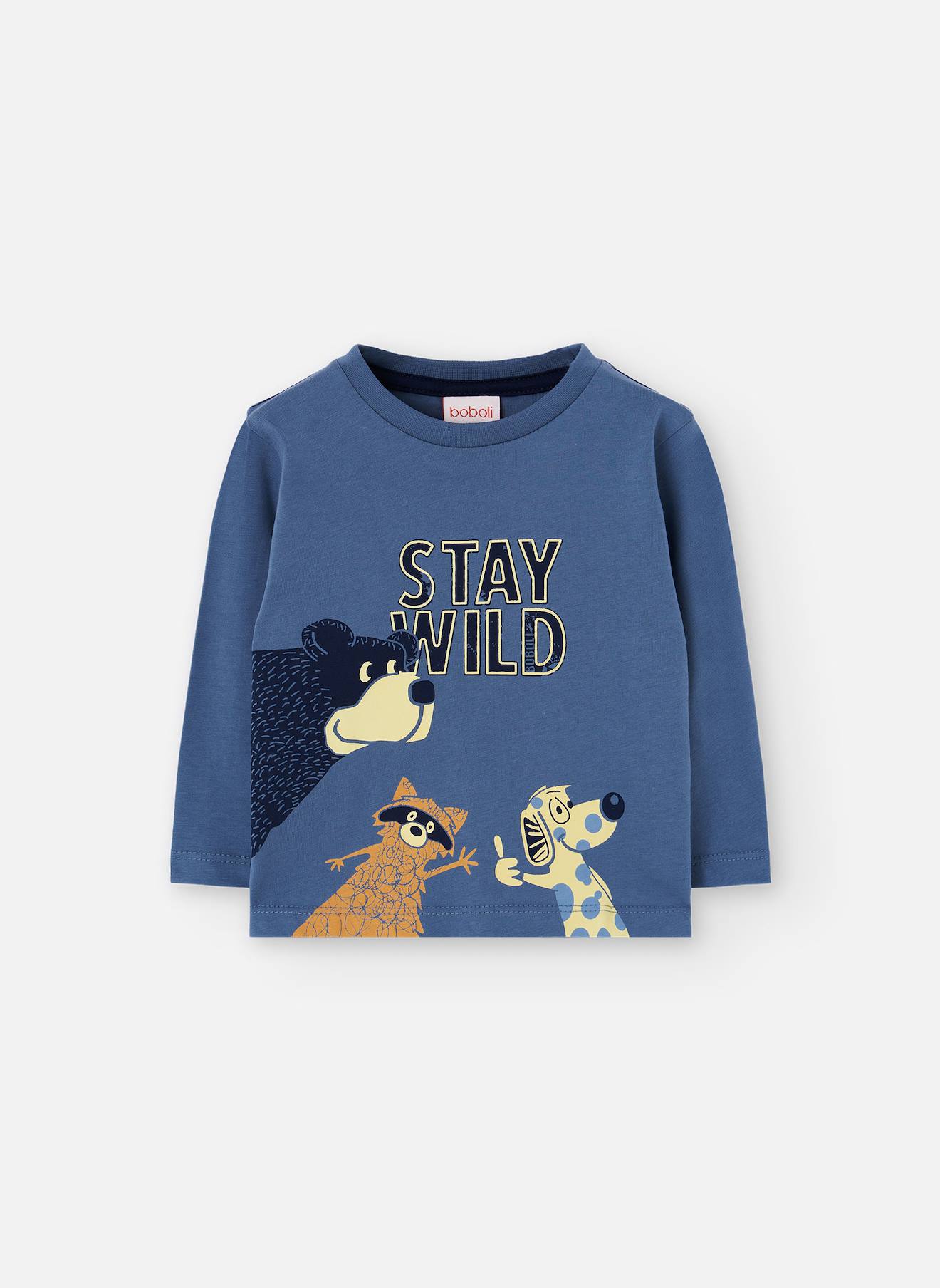 T-shirt Garçon En Coton Animaux Bleu