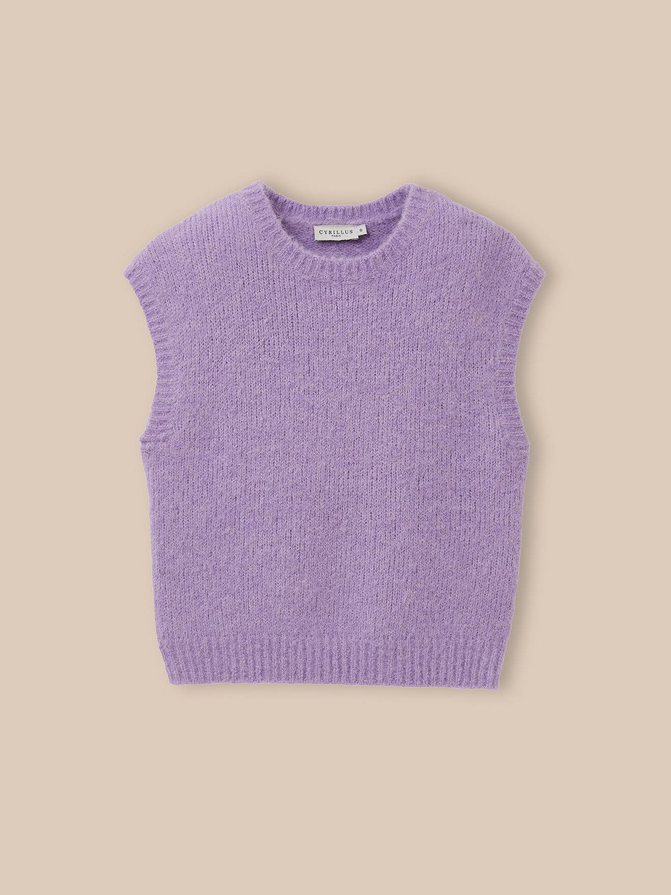 Pull Sans Manches Laine Et Alpaga Lilas